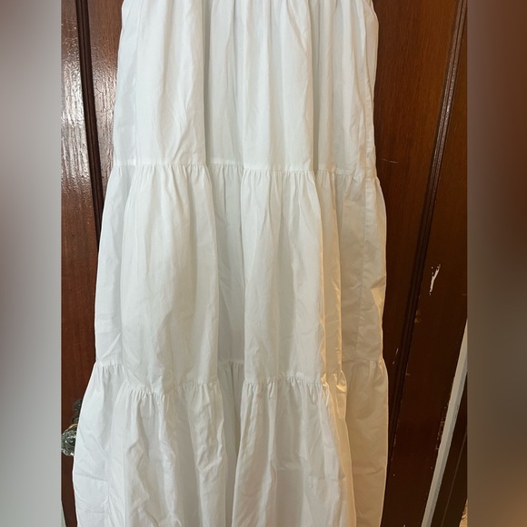 Abercrombie & Fitch Cotton Poplin Ruffle Tiered Maxi Dress White Women's S - Picture 4 of 10